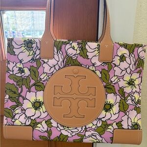 Tory Burch Floral Tote Bag - Pink and Tan- Brand New!